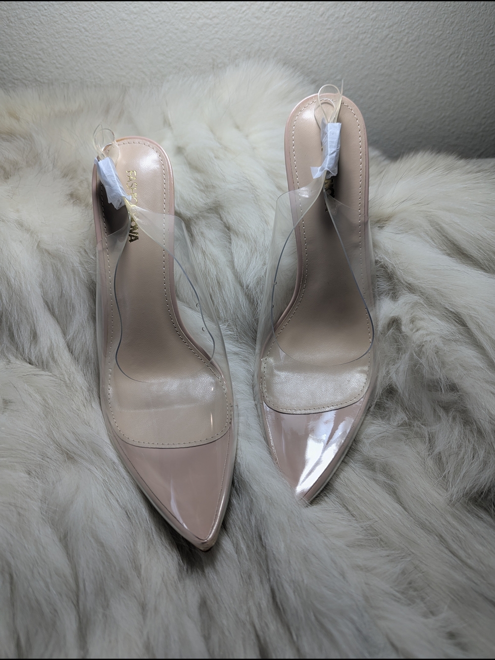 Clear Strap Nude Pointed-Toe Women's Heels